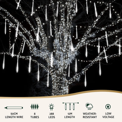 Jingle Jollys 7M Christmas Lights Shower Light 288 LED Icicle Falling Metor