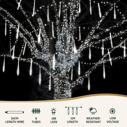Jingle Jollys 7M Christmas Lights Shower Light 288 LED Icicle Falling Metor