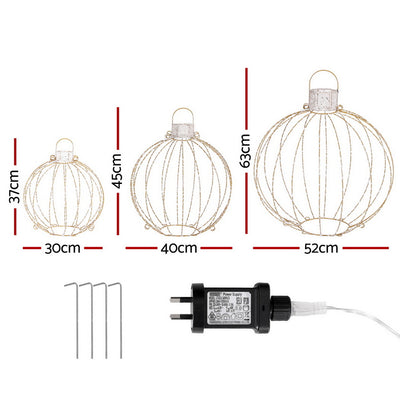 Jingle Jollys Christmas Lights 320 LED Fairy Light 3pcs Ball Decorations Set