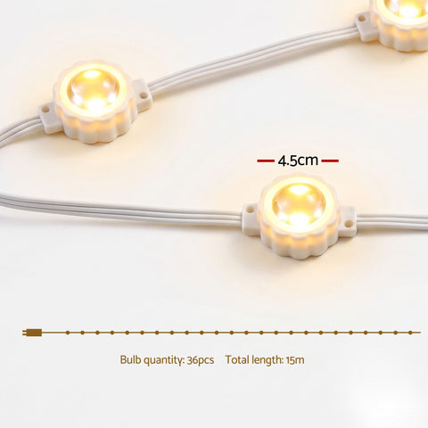 Jingle Jollys 15M Christmas Lights Permanent String Eaves Light 36 LED Decoration
