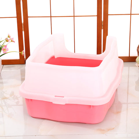 YES4PETS Large Deep Cat Kitty Litter Tray High Wall Pet Toilet Tray With Scoop Pink NT Deals