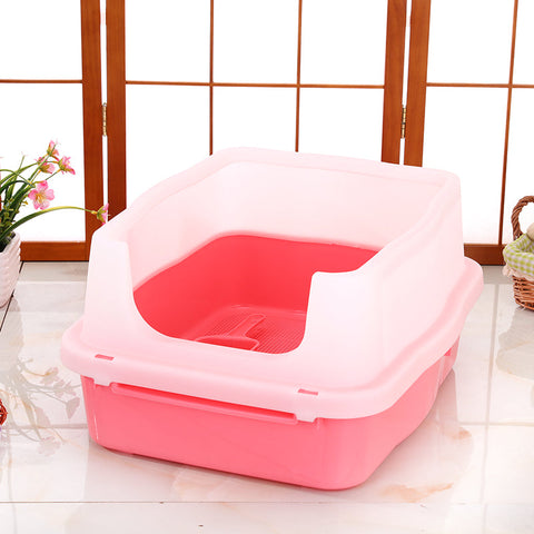 YES4PETS Large Deep Cat Kitty Litter Tray High Wall Pet Toilet Tray With Scoop Pink NT Deals