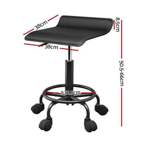 Artiss Salon Stool Swivel Height Adjustable Square Barber Spa Chair PU Black