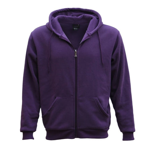 Adult Unisex Zip Plain Fleece Hoodie Hooded Jacket Mens Sweatshirt Jumper XS-8XL, Purple, L