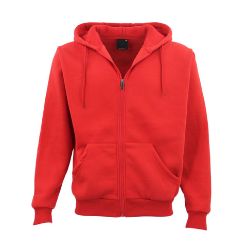 Adult Unisex Zip Plain Fleece Hoodie Hooded Jacket Mens Sweatshirt Jumper XS-8XL, Red, S