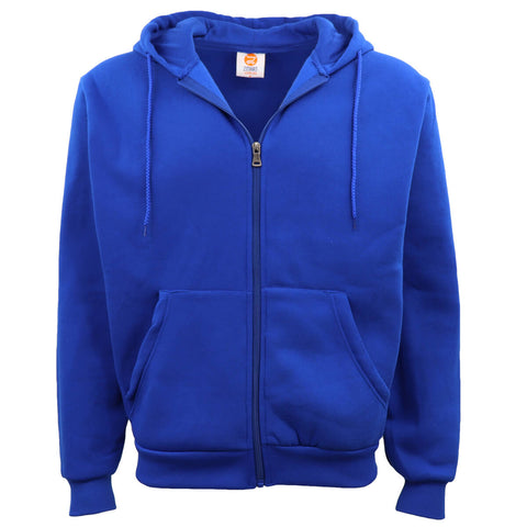 Adult Unisex Zip Plain Fleece Hoodie Hooded Jacket Mens Sweatshirt Jumper XS-8XL, Royal Blue, M