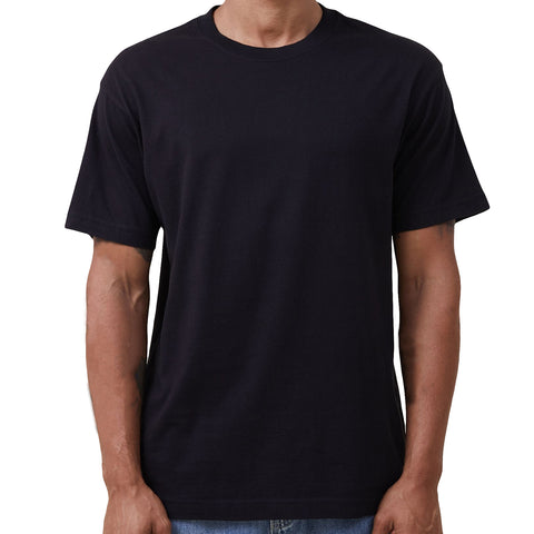 Adult 100% Cotton T-Shirt Unisex Men's Basic Plain Blank Crew Tee Tops Shirts, Black, 2XL
